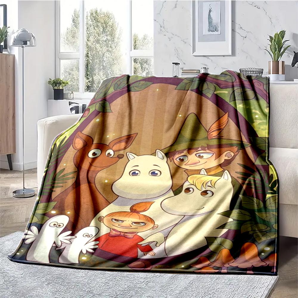 Moomin Temalı Baskılı Battaniye - Kanepe, Yatak, Seyahat ve Dış Mekan Kullanımı İçin Mükemmel | Makinede Yıkanabilir, Rahat ve Dayanıklı.