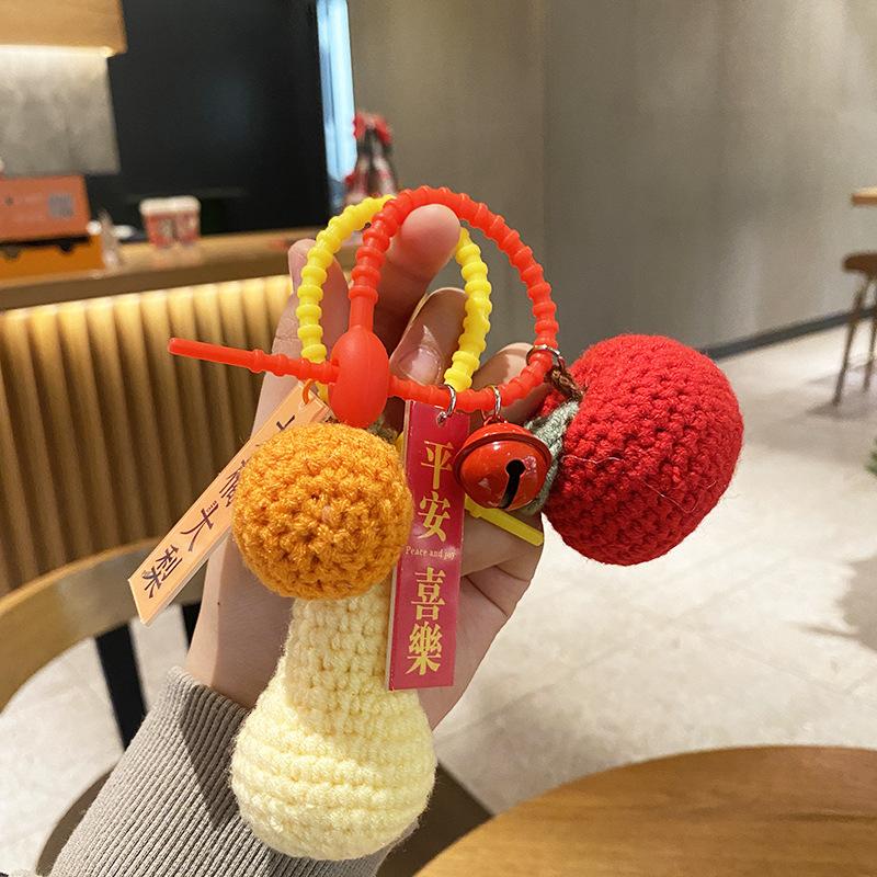 Persimmon Ruyi Good Things Happen Pendant Handwoven Peanut Keychain Good Meaning Bag Couple Keychain