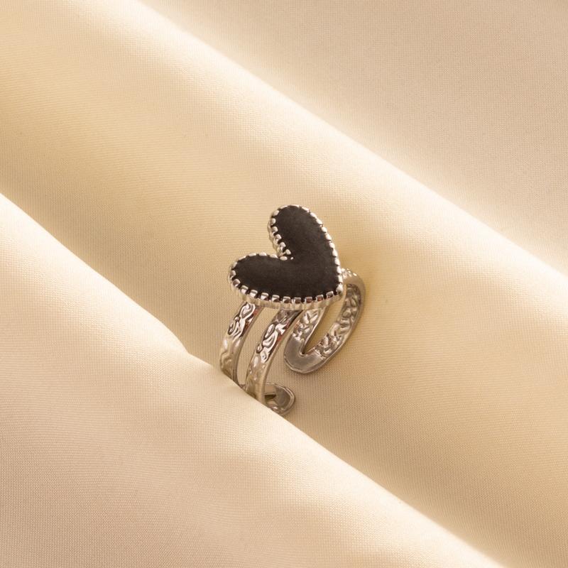 Punk Vintage Black Enamel Ring Stainless Steel Open Rings For Women Men Jewelry Fire Evil Eye Bague Acier Inoxydables Femme Gift