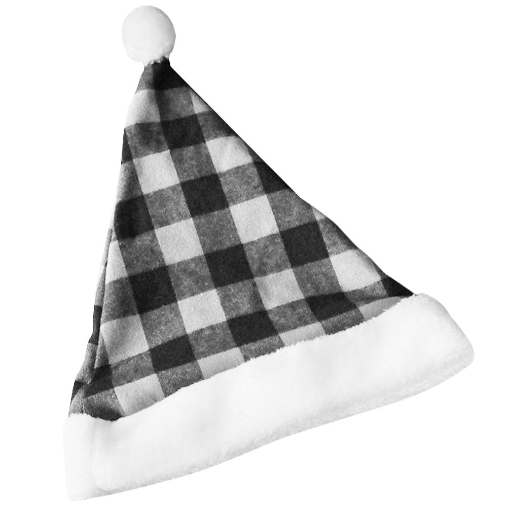 Unisex Santa Hat Christmas Plaid Design Comfortable Cloth Material Warm Winter Party Hat Xmas Celebration Gift for Adults