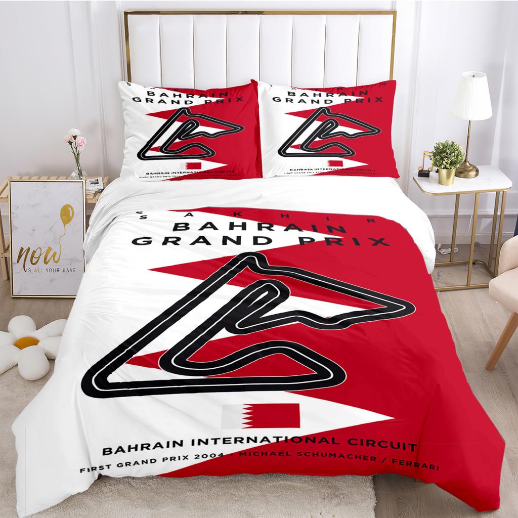 F1 International Track Duvet Cover Comforter Bedding Set Soft Quilt Cover and Pillowcases for Teens Boy Single/Double/Queen/King