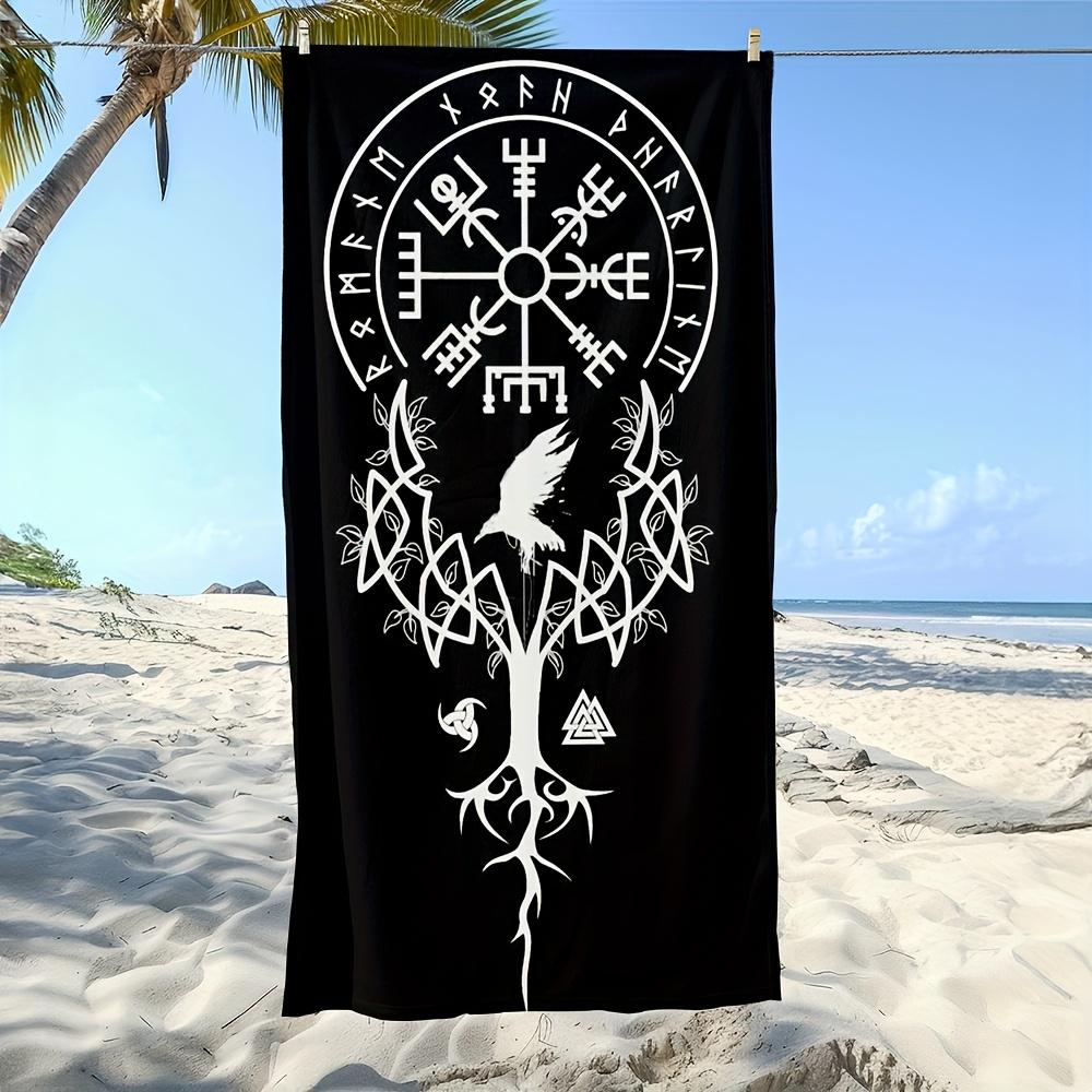 Viking Vegvisir Compass Tapestry Flat Print Nordic Mythology Wall Hanging Yggdrasil Tree of Life for Living Room Dorm Decor W40*H60(CM)