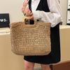 Elegant Female Square Shopper Totes Summer High-quality Straw Bag Women's Designer Large Capacity Handbag Woven Travel Beach Bag