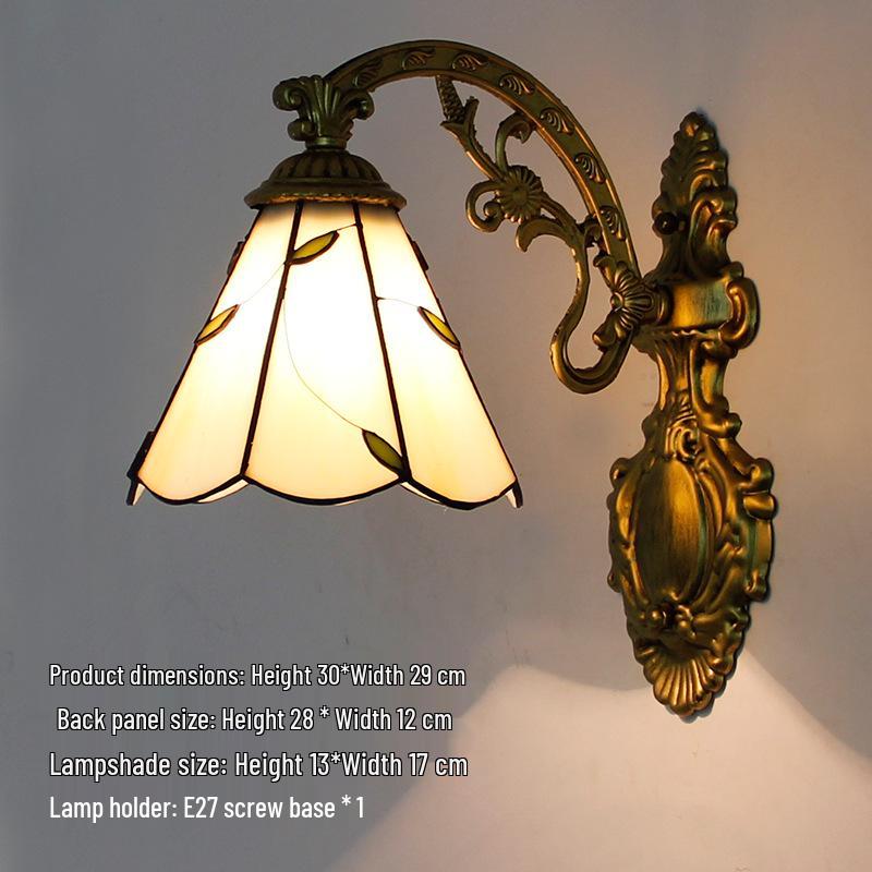 Retro European Tiffany-Style Wall Lamp for Bedroom, Hallway, or Bathroom Mirror