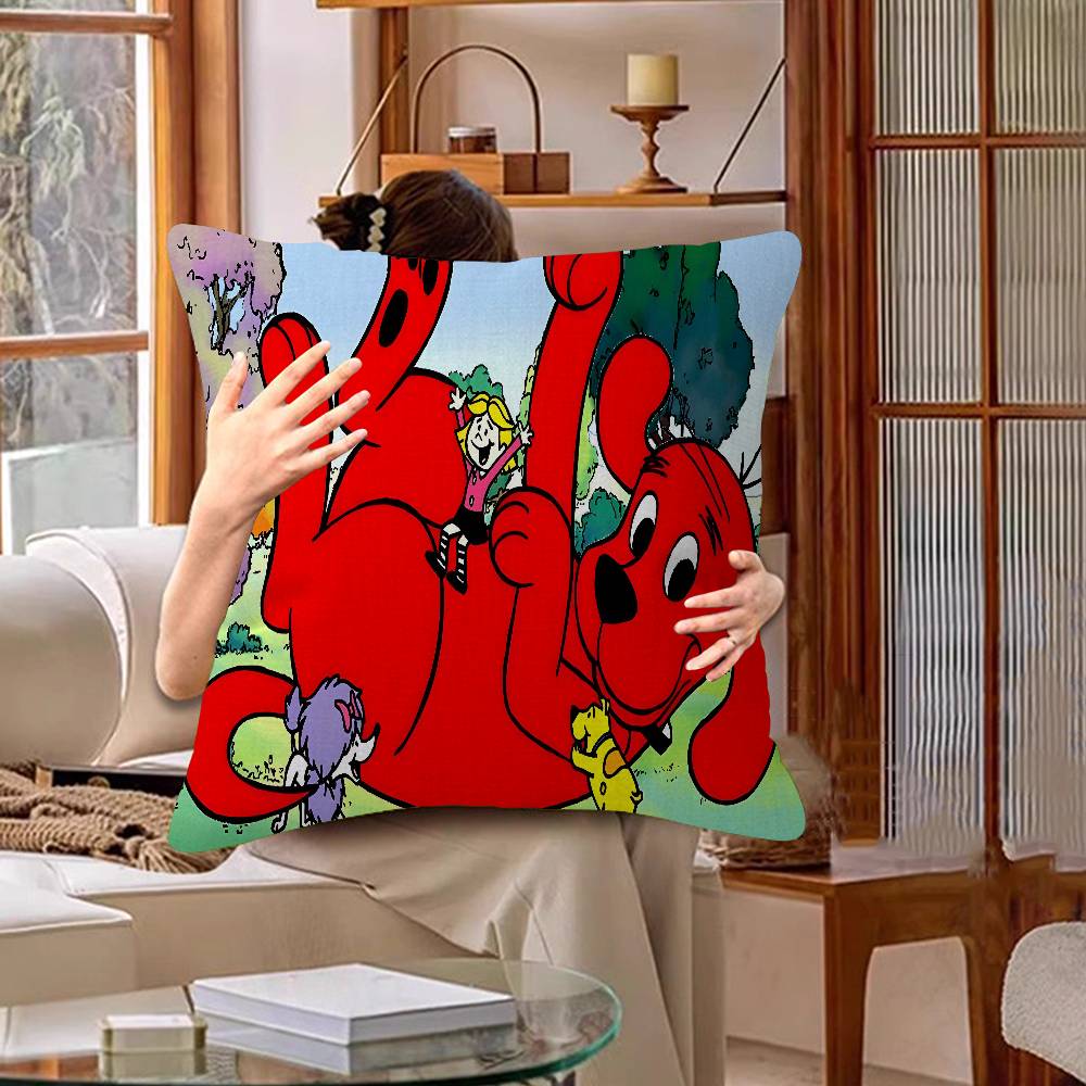 Cartoon Clifford The Big Red Dog Lucky Dragon Pillow Cover Sofa Cushion Cover Home Room Decoration Children Gift