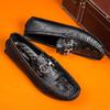 Fashion Hot Selling Man Low Top Leather Casual Shoes Crocodile Pattern Men's Business Shoes Moccasins Comfy Driving Shoes Slip on Flats