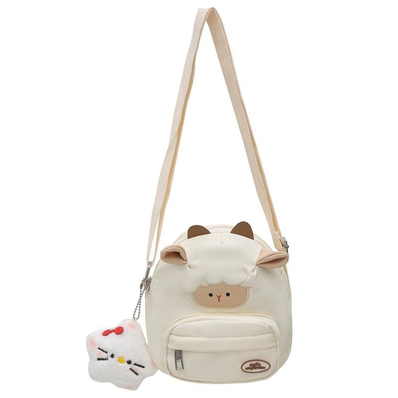 Adorable Mini Lamb Shoulder Bag Lightweight Canvas Backpack For Kids And Teens