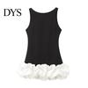 Necklaces Pairing Dress Women Sexy Mini Solid Color Slim Fit Female Sleeveless Pleated O-neck Backless Holiday Party Short Fashionable Hem