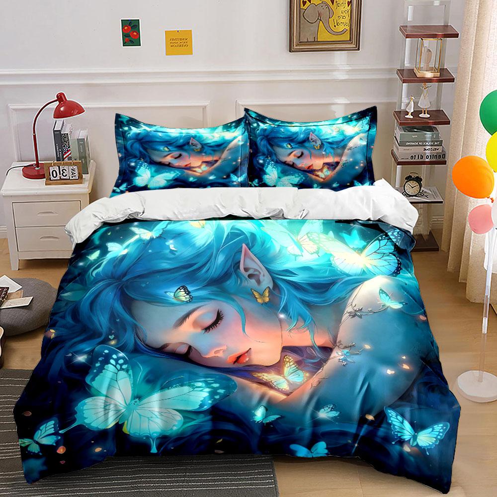 Fantasy Butterfly Glow Set Multiple Sizes Kid'S And Adults' Bedroom Exquisite 3Pc Bedding Set, Gift