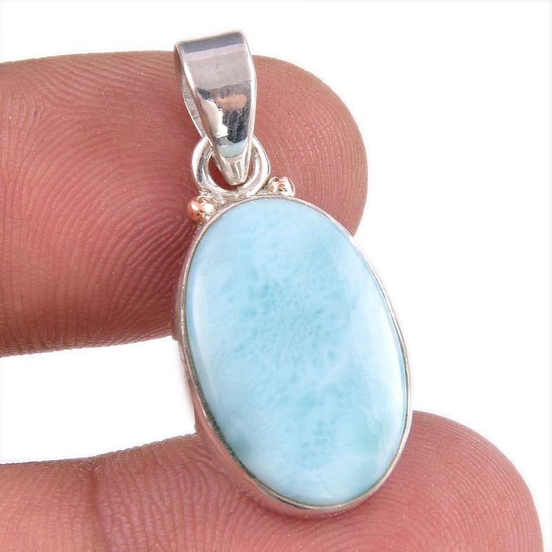 

Natural Republic Larimar Gemstone 925 Solid Sterling Silver Pendant 1.25 k0e05