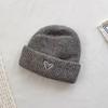 2Pcs/Set Knitted Hat Scarf Set Heart Embroidery Pattern Kids Brimless Hat Long Scarf Set Soft Breathable Winter Accessory