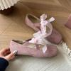 Fashion French Gentle Flat Ballet Shoes for Women 2025 Summer New Style with Skirt One-word Mary Jane Shoes