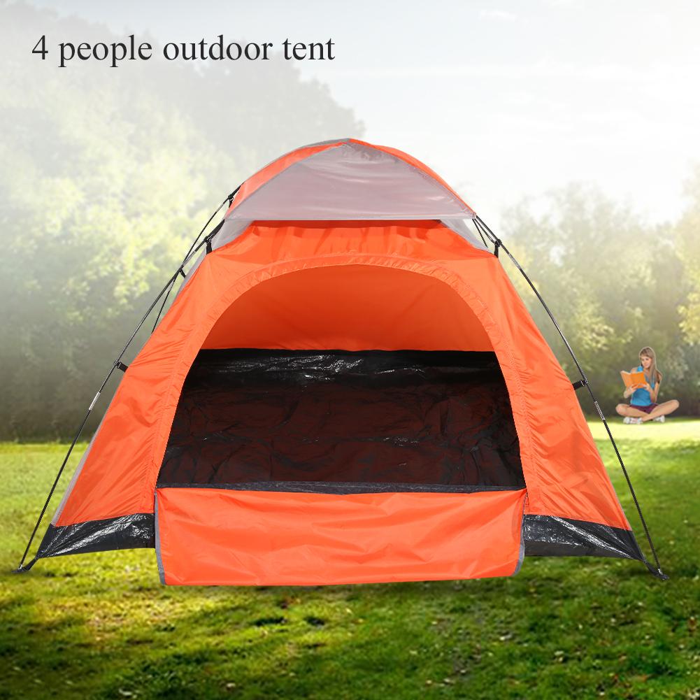 Outdoor 4 People Oxford Cloth Waterproof Tent Shelter for Camping  Travel Orange