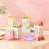 Salad Cup with Fork Cylindrical Plastic Fruit Container Multifunctional with Drainage Portable for Lunch and Snacks