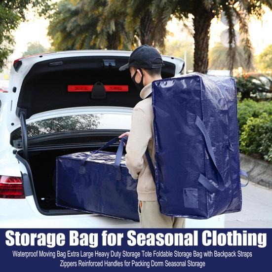 Waterproof Moving Bag Extra Large Heavy Duty Storage Tote Foldable Storage Bag with Backpack Straps Zippers Reinforced Handles