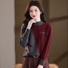 Autumn Winter Women's Crew Neck Thick Knit Sweater Loose Color-block Soft and Skin-friendly Knitted Pullover Top