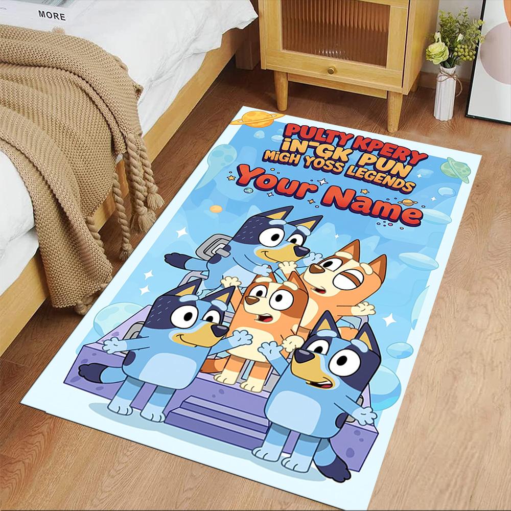 Bluey Personalized Text Carpet Perfect for Dormitory Outdoor Living Rooms Game Room Anti-slip Rug Office Home Decor