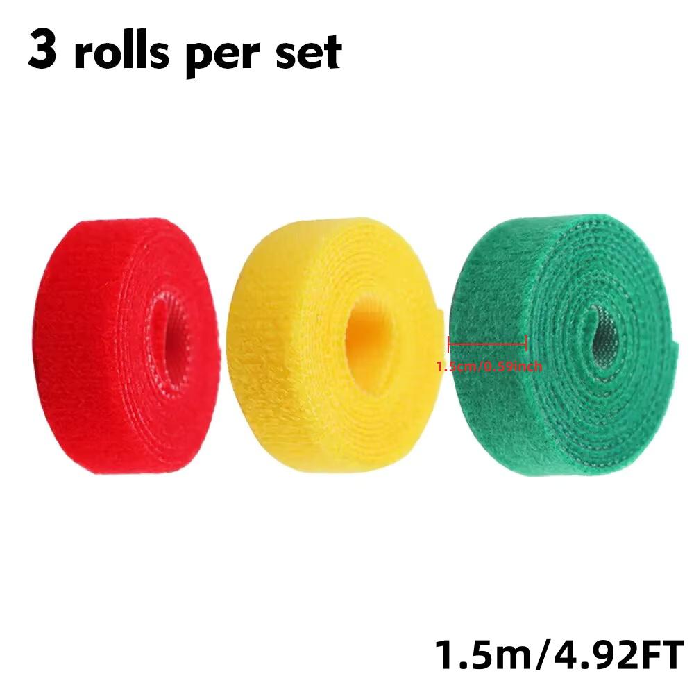 Nylon Hook Loop Cable Straps Reusable Fastening Tape Cable Ties Cord Organizer Double-Sided Hook and Loop Self-adhesive Tape