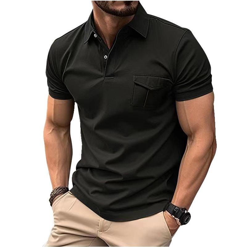 New Men's Polo Shirt with Pocket Men's T-Shirt Sports Short-Sleeved Top