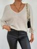 Women's V-neck Pullover Sweater with Drop Shoulders – Fashionable & Comfortable Knitwear