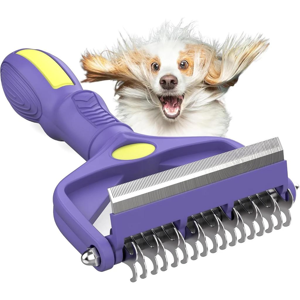 3 in 1 Upgraded Grooming Brush for Pets - Undercoat Deshedding Rake for Dogs and Cats with Thick Hair, Pet Grooming Rake Gift