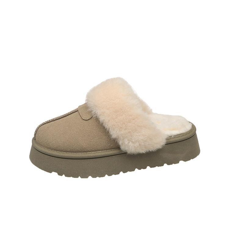 Winter neue Baumwollpantoffeln Damen Indoor Taschenkopf dicke Sohle Wolle Baumwolle Schuhe tragen warm und vielseitig