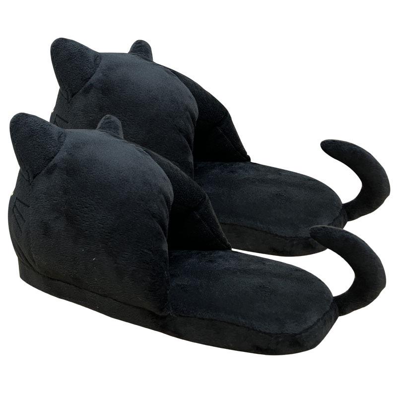 

Cozy Black Cat High-Heeled Plush Slippers: Warm, Soft & Anti-Slip One Size, Sole 28cm