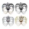Metal Tassels Masquerade Mask with Rhinestones Masquerade Costume Accessories For Women Wedding Halloween Masquerade