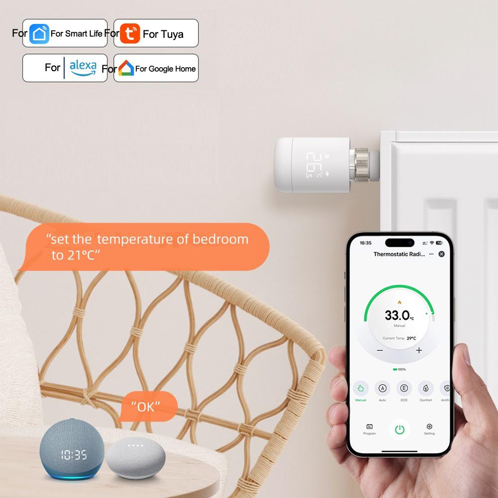 Zigbees Smart Radiator Thermostat For Tuya Smart, Programmable Heating Thermostat Compatible With Alexas And Googles Home