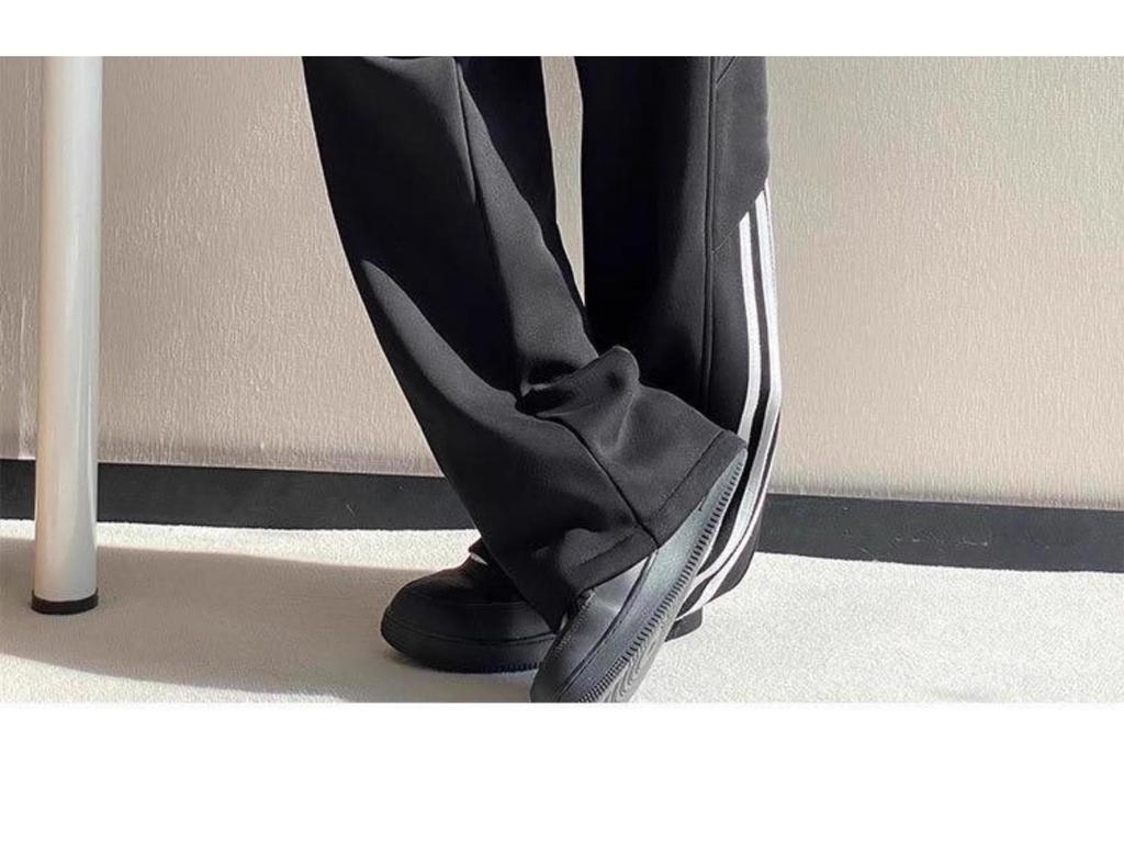 Men's Wide-Leg Striped Casual Pants - New Autumn/Winter 2025 Trend, Plus Velvet, Loose Fit