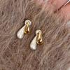 Frech 14K Gold Plated Stud Earrings for Women Vintage Teardrop Earring Jewelry Gifts