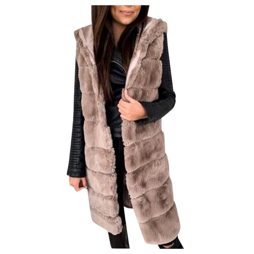 Womens Faux-Fur' Gilet Vest Sleeveless Waistcoat Body Warmer Jacket Coat Outwear