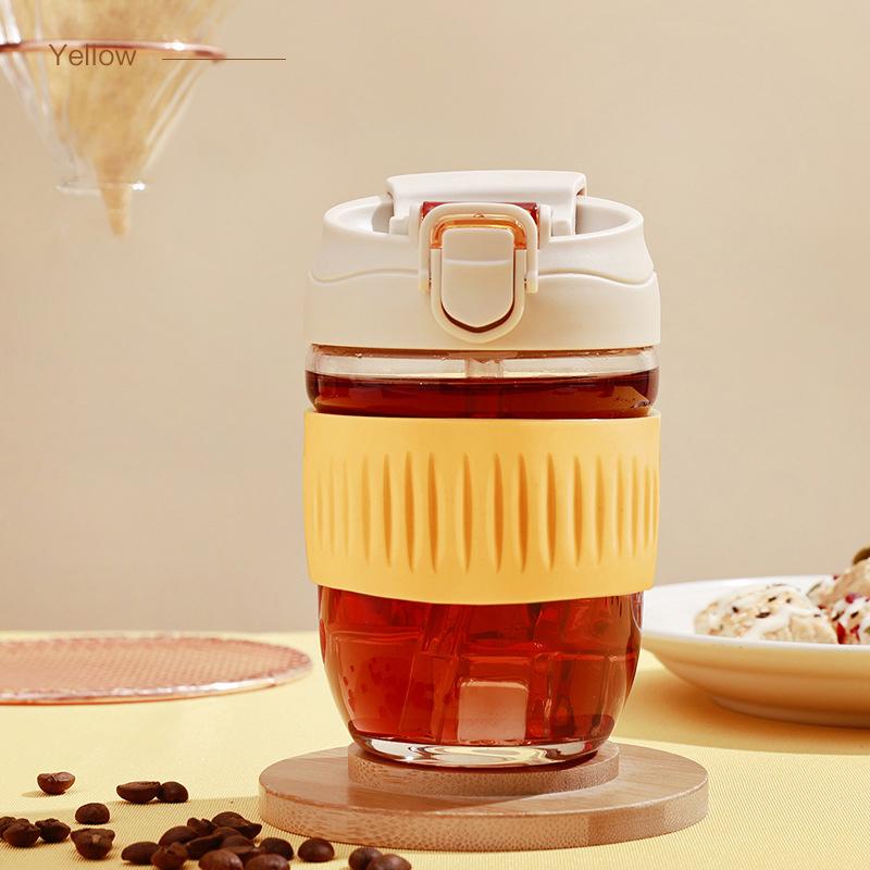 

Бутылка для воды из стекла двойного назначения с соломинкой или прямым питьем с крышкой, термостойкая, 400 мл, термос, кружка для кофе, подарки 400ml