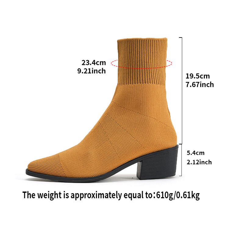 Sexy Pointed Toe Thick High Heel Sock Boots Women  Winter Colorful Elastic Knitted Designer Ankle Boots Woman Short Booties
