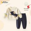 Jungen Herbst-/Winter-Fleece-Set: Warmes Langarm-Oberteil und Hose für legere Outdoor-Kleidung.
