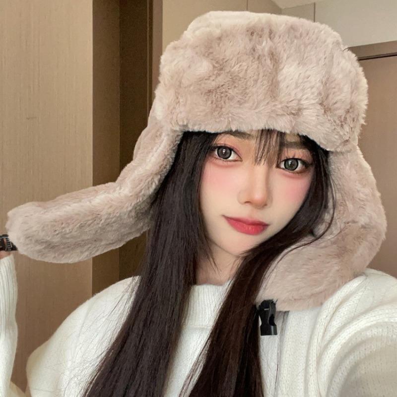 Winter new thermal hats men's and women's hats cold-proof outdoor velvet fashion windproof large ear hats cotton hats