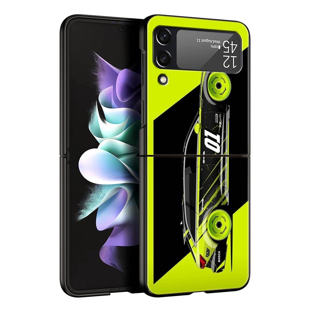 Phone Case for Samsung Galaxy Z Flip 3 4 5 6 Folding Black Shell JDM Tokyo Drift Sports Car For Samsung Z Flip4 Flip5 PC Cover
