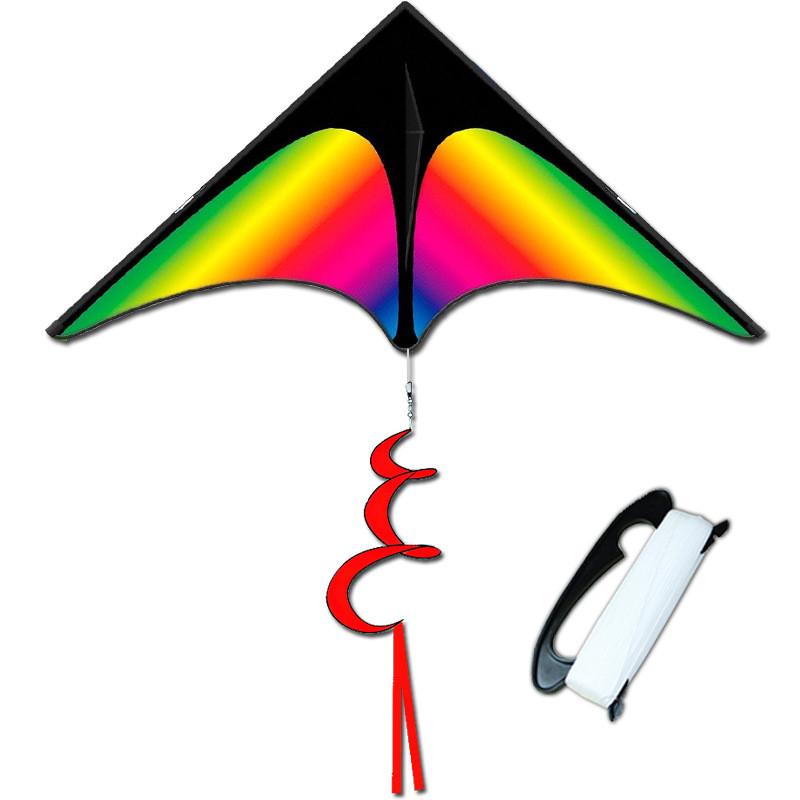 

Triangular Kite With Rainbow Colors And Glassfiber Frame For Kids Outdoor Flying Activities