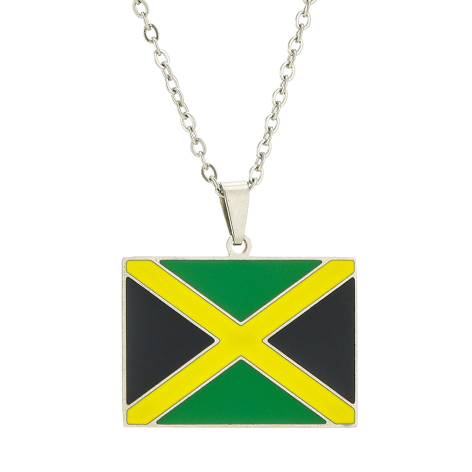 

Jamaica Flag Necklace Exquisite Jamaica Map Pendant Necklace National Jewelry Gift for Collector and Culture Enthusiasts серебряный