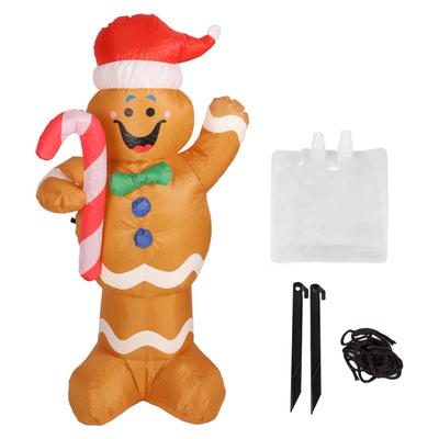 1.5m Height Christmas Inflatables Gingerbread Man with Candy Canes Blow Up Yard Decoration Snowman