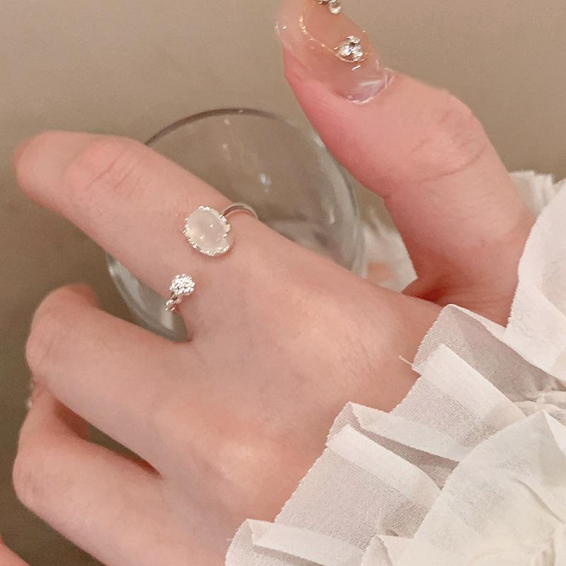 Summer Fresh Resin Oval Open Ring Personality Versatile Index Finger Ring Light Luxury Jewelry Women