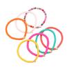 Set of 7 Colorful Heart Charm Stretch Anklet Stylish Soft Pottery Heart Ankle Bracelets Colorful Stretch Accessories