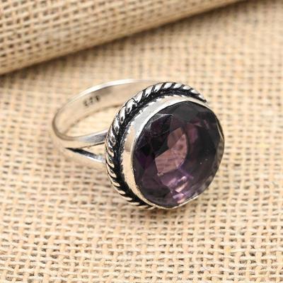 Bijoux faits à la main en pierre précieuse d'améthyste, argent sterling 925 massif, pour cadeau de mariage