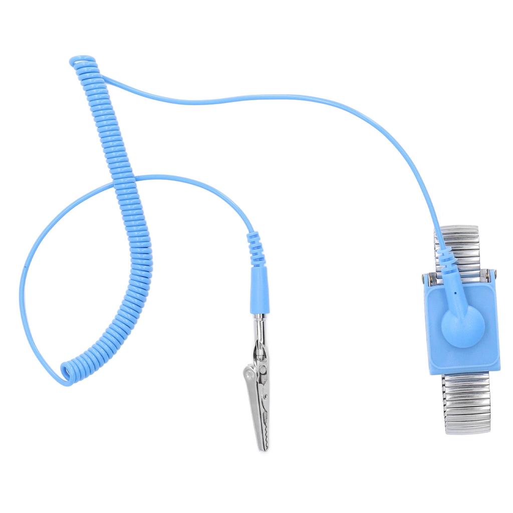 Anti Static Wrist Strap ESD Grounding Metal Wristband 1.8m Long Wire for Workshop Metal Colour