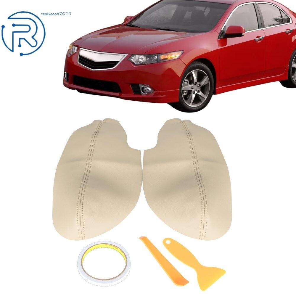 Fit For Acura TSX 2009-2014 Beige Leather Synthetic Door Panel Armrest Cover