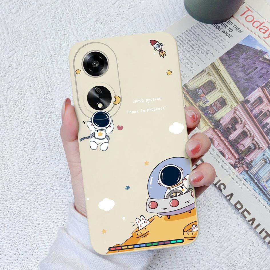 Dla Oppo A11 A1K A7 A15 A35 A52 A55 A1 Etui na telefon Tylna okładka Wzór uroczego kreskówkowego astronauty Miękki płynny silikon Odporny na upadki Pokrowiec dla Oppo Bumper Capa