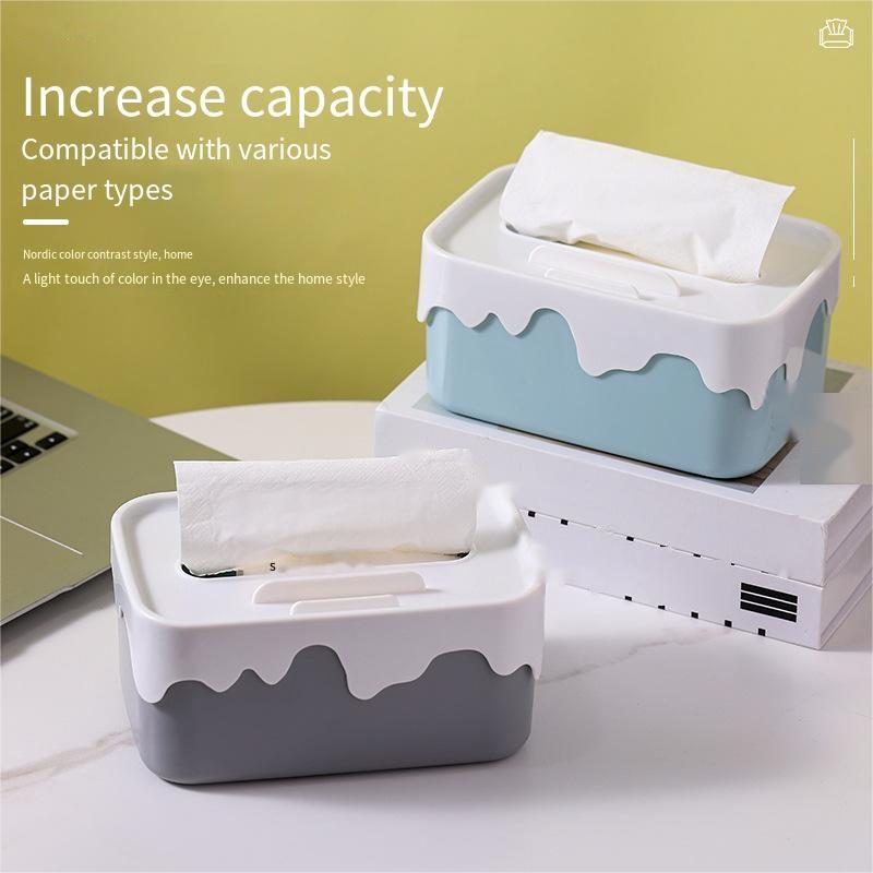 Square Plastic Tissue Box Home Tissue Container Car Napkins Holder Case Kitchen Organizer Simple and Stylish