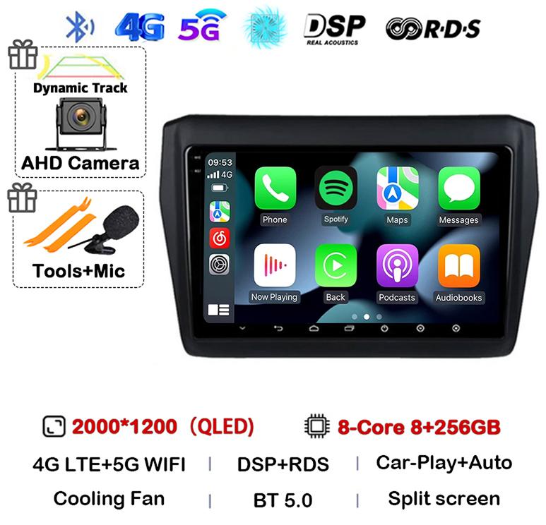 Android 14 Wireless Carplay&Auto Car Radio For Suzuki Swift 2017 2018 2019 Stereo Multimedia Navigation GPS Video Player 4G+WIFI