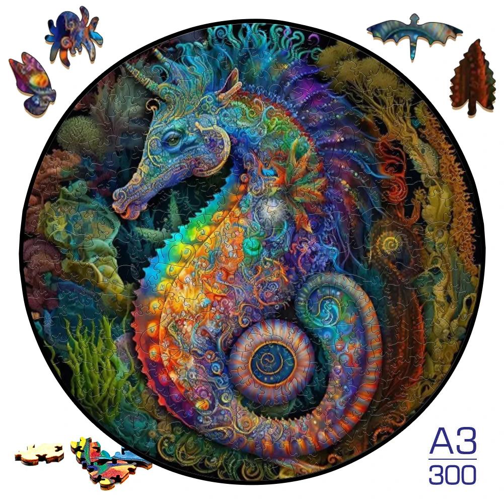 Round Draw Unique Wooden Puzzles for Educational Toys Adults Puzzles Games Wooden Jigsaw Home Decor Crafts Gift