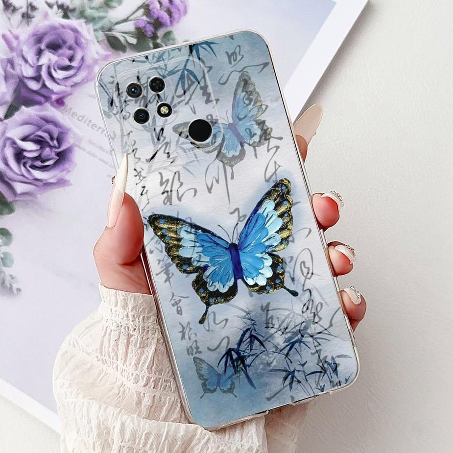 For Xiaomi Redmi 10C Case Cute Cat Luxury Butterfly Painted Cover 6.71'' Soft Silicone Case For Xiaomi Redmi 10C Redmi10C Fundas